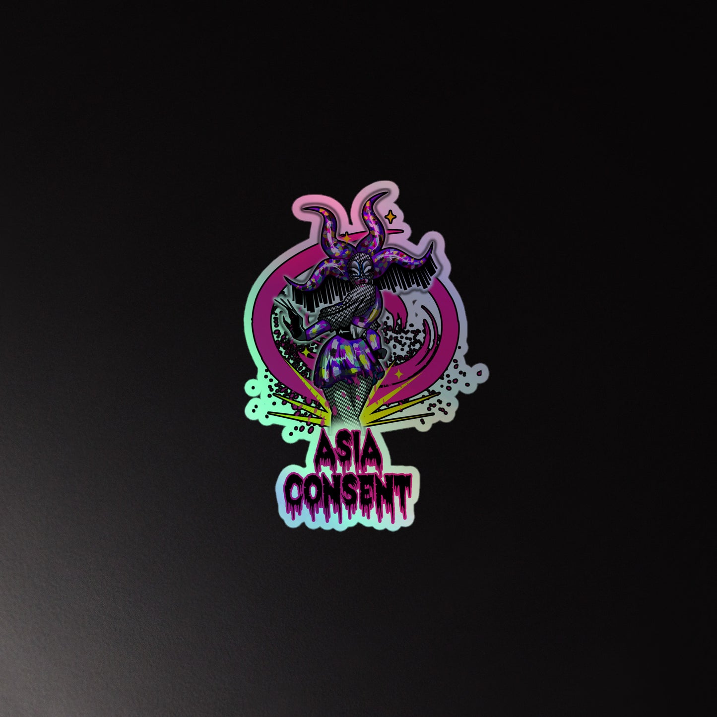 Vintage Scary Mask Holographic Sticker